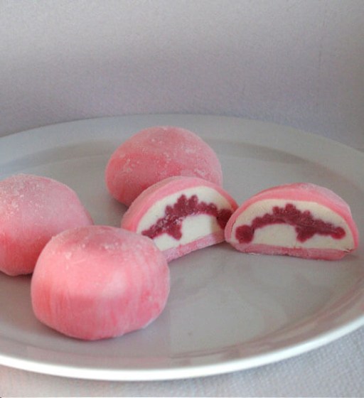 mochi postre frambuesa coco